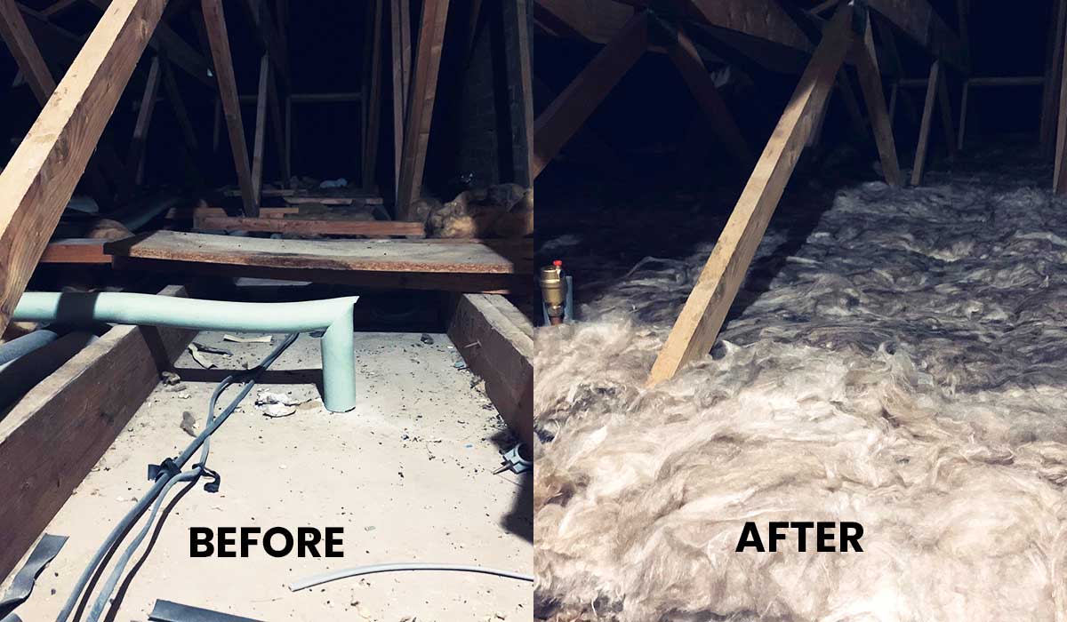 Before and after loft insulation